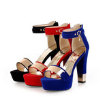 Women's High Block Heel Party Sandals - Black - High Gladiator Sandals - 14 B - PU Suede Leather - image 36