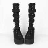 Women's Gothic Punk 4 Strap Platform Boot - Red - PU - Platform Buckle Boots - 12 B - PU Leather - image 18