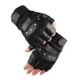 Men's Half Finger Leather Punk Gloves - Black - 1 - Gloves - Adjustable - PU Leather/Polyester - image 1