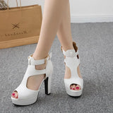 Women's T-Strap High Platform Sandals - Yellow - Platform Shoes - 3 B - PU Leather - image 16