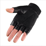 Men's Half Finger Leather Punk Gloves - Black - 1 - Gloves - Adjustable - PU Leather/Polyester - image 2
