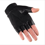 Men's Half Finger Leather Punk Gloves - Black - 1 - Gloves - Adjustable - PU Leather/Polyester - image 4