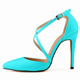 Women's Cross Strap Pointy Toe Sandals - Blue - Sandals - 12 B - image 38