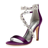 Women's Elegant Satin Crystal High Stiletto - Purple - Bridal Shoes - 42 B - Satin - image 4