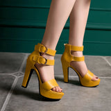 Women's High Strappy Platform Sandals - Red - Platform Sandals - 50 B - PU Leather - image 10