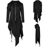 Men's Dark Gothic Long Hooded Jacket - Black - Long Hooded Jacket - 4XL - Polyester - image 7