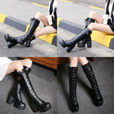Women's High Luxury Gothic Platform Boots - Black - 1 / Lace Up - 10 B - PU Leather - image 42