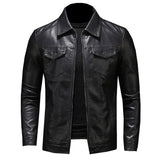 Men's Slim Fit Faux Leather Jacket - Black - 1 / No Fleece Jacket - 5XL - PU Leather - image 19