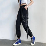 Women's Retro Streetwear Cargo Pants - Black - 1 / Cargo Pants - 5XL - Polyester - image 7