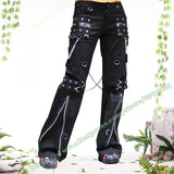 Women's Men's Y2k Punk Rivet Chain Pants - Black - Punk Pants - 37 - Polyester - image 12