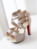 Women's Gold Glitter Platform Sandals - Gold - 11.5cm / Sandals - 43 B - PU Leather - image 31