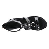 Women's Gothic Rivet Ring Platform Sandal - Black - Gothic Sandals - 35 B - PU Leather - image 16