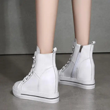 Women's Canvas High Rise Ankle Sneaker - White - Lace Up - 7 B - Canvas - image 11