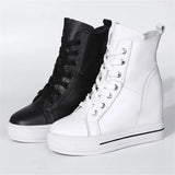 Women's Canvas High Rise Ankle Sneaker - White - Lace Up - 7 B - Canvas - image 41