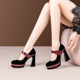 Women's Leather Mary Jane Dress Heels - Black - Platform Pumps - 8 B - Genuine Leather - image 2