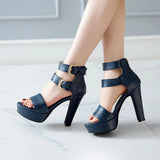 Women's High Strappy Platform Sandals - Red - Platform Sandals - 50 B - PU Leather - image 5