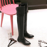 Women's Over-The-Knee-High Flat Boots - Black - Over Knee Boots - 14 B - PU Leather - image 9