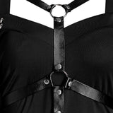 Women's Gothic Leather Strap Dress - Black - Medievil Dress - 5XL - Polyester/Chiffon - image 3