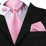 Men's 3 Pcs Silk Pink Wedding Tie Set - Pink - MJ-448 - Medium - Silk - image 30