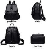 Backpacks Women's Quality Backpack Bag - Black - Backpack Handbag - Medium - PU Leather - image 10