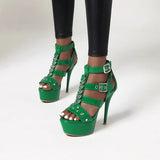 Women's Super High Gladiator Stilettos - Black - 1 - Patent - 15cm - 43 B - PU Leather - image 10