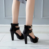 Women's High Strappy Platform Sandals - Red - Platform Sandals - 50 B - PU Leather - image 24