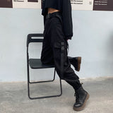 Women's Big Pockets Loose Cargo Pant - Black - Pants - XXXL - Polyester - image 11