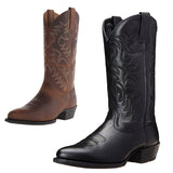 Men's Patterned Pull On Cowboy Boots - Brown - Cowboy Boots - 48 B - PU Leather - image 1