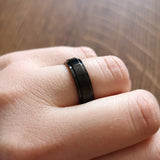Men's Women's Fidget Spinner Rings - Black/Silver - 1 / 8mm / KAR097 - 6 - Titanium - image 11