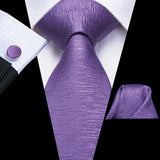 Funki Buys | Neckties | Men's 3 Pcs Purple Silk Wedding Tie Sets