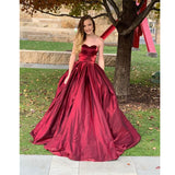 Women's Elegant Long Full Satin Gown - Burgundy - Ball Gown - 18W - Satin - image 3