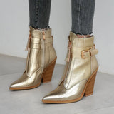 Women's Pointed Toe Zip Up Ankle Boots - Alligator Pattern - Black - 11.5 B - PU Leather - image 15