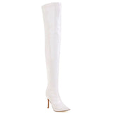 Women's Over Knee Patent Stiletto Boots - Black - High Boots - 46 B - PU Leather - image 14