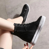 Women's Canvas High Rise Ankle Sneaker - White - Lace Up - 7 B - Canvas - image 35