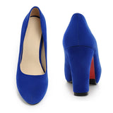 Women's Faux Suede High Chunky Heels - Blue - Chunky Heels - 43 B - PU Flock Leather - image 20