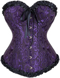 Women's Pretty Overbust Corset Bustier - Black/Purple - 819 / Front Clip / Corset - 7XL - Polyester - image 9