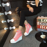Women's High Top Platform Wedge Sneaker - White - Platform Sneakers - 43 B - Canvas - image 41