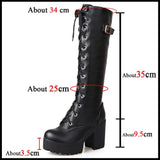 Women's High Luxury Gothic Platform Boots - Black - 1 / Lace Up - 10 B - PU Leather - image 45