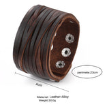 Men's Multi Layer Cosplay Wrist Band - Brown - Wide Wristband - Medium - Genuine Leather - image 7