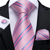 Men's 3 Pcs Silk Pink Wedding Tie Set - Pink - MJ-433 - Medium - Silk - image 28