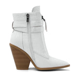 Women's Pointed Toe Zip Up Ankle Boots - Alligator Pattern - Black - 11.5 B - PU Leather - image 5