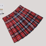 Women's Short Pleated Plaid Skirts A-line - Red - 888 / Plaid Mini Skirt - XXL - Polyester - image 13