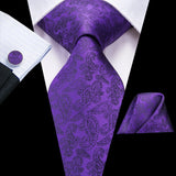 Men's 3 Pcs Purple Silk Wedding Tie Sets - Purple - 3148 - One Size - Silk - image 43