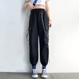 Women's Retro Streetwear Cargo Pants - Black - 1 / Cargo Pants - 5XL - Polyester - image 8