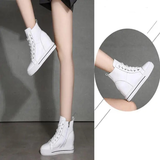 Women's Canvas High Rise Ankle Sneaker - White - Lace Up - 7 B - Canvas - image 16