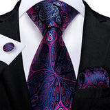 Funki Buys | Neckties | Men's 3 Pcs Purple Silk Wedding Tie Sets