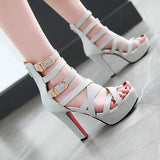Women's Platform Gladiator Glitter Sandals - Silver - Gladiator Sandals - 48 B - PU Leather - image 16