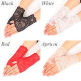 Women's Gothic Fingerless Lace Gloves - Black - 3 / C1 - One Size - Rayon - image 10