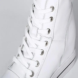 Women's Canvas High Rise Ankle Sneaker - White - Lace Up - 7 B - Canvas - image 20