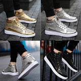 Men's Women's Bling Lace Up Sneakers - Gold - Bling Sneakers - 9.5 B - PU Leather - image 45